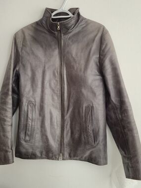 ​m0851 Distressed Grey Leather Moto Jacket Minimalist Avant Garde